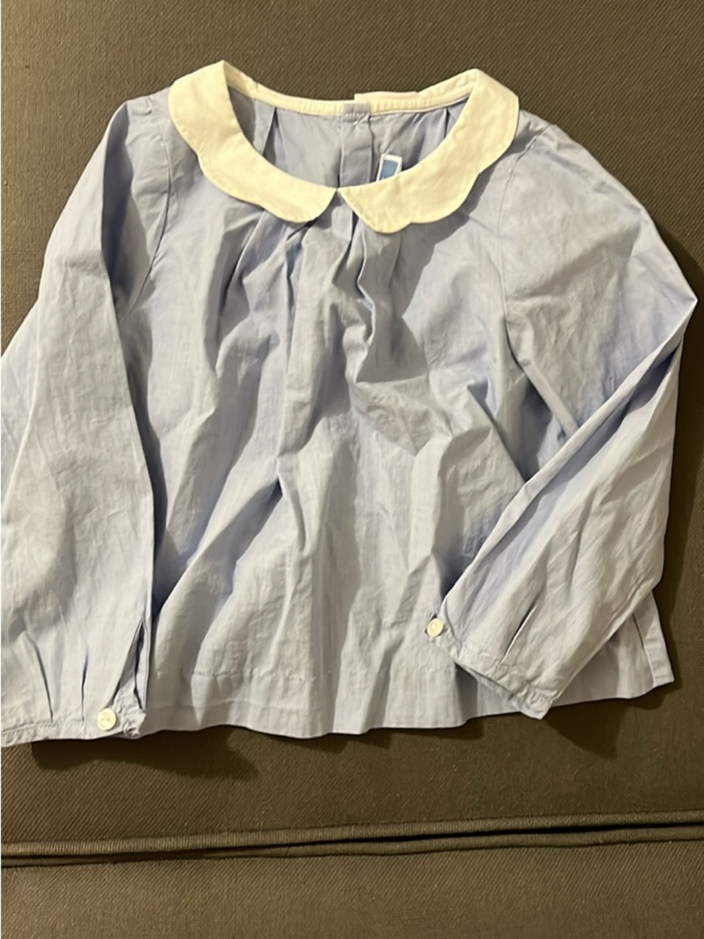 Jacadi Light Blue Top with White Peter Pan Collar